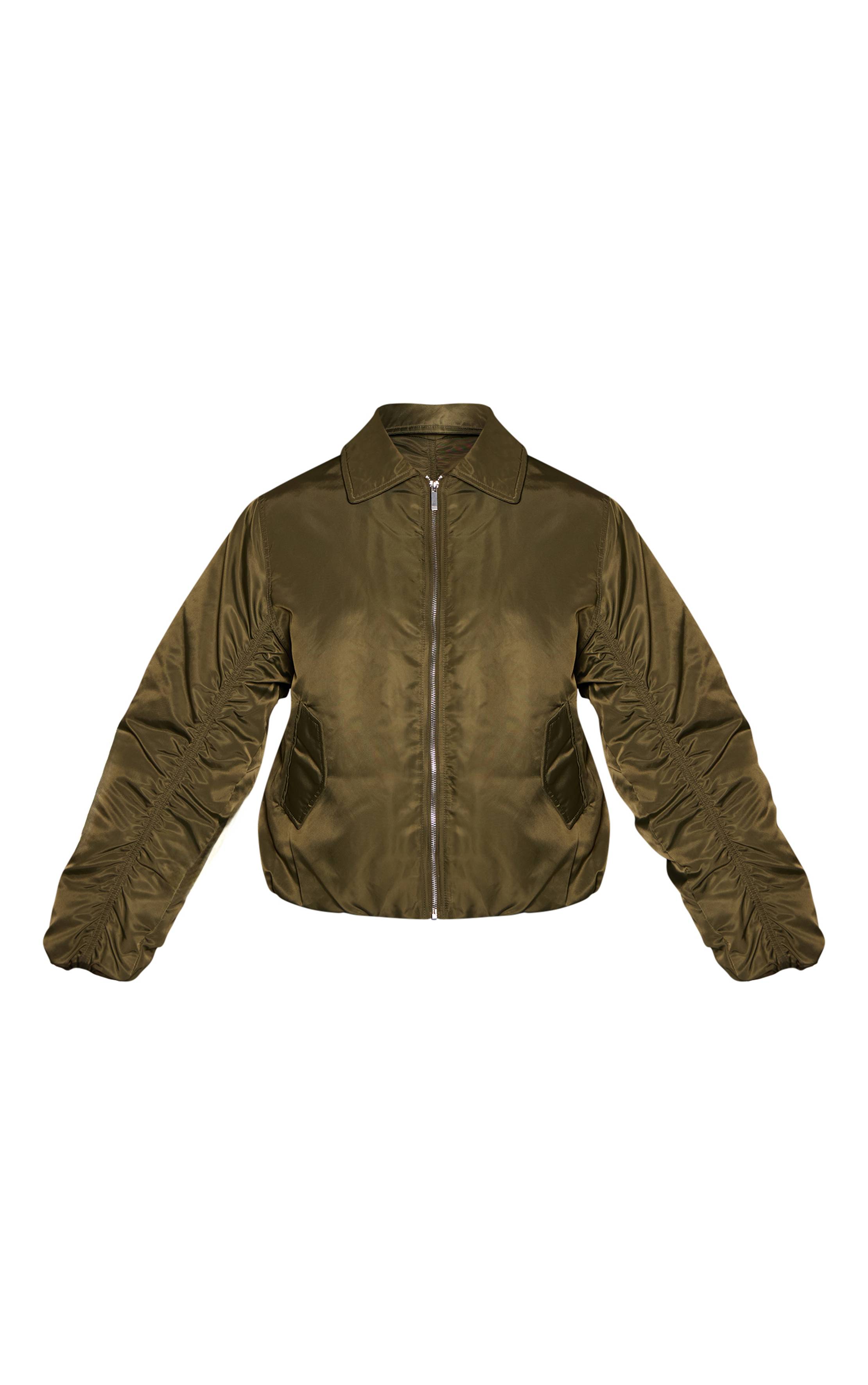 Vert Olive Veste Bomber Oversize À Manches Cocon