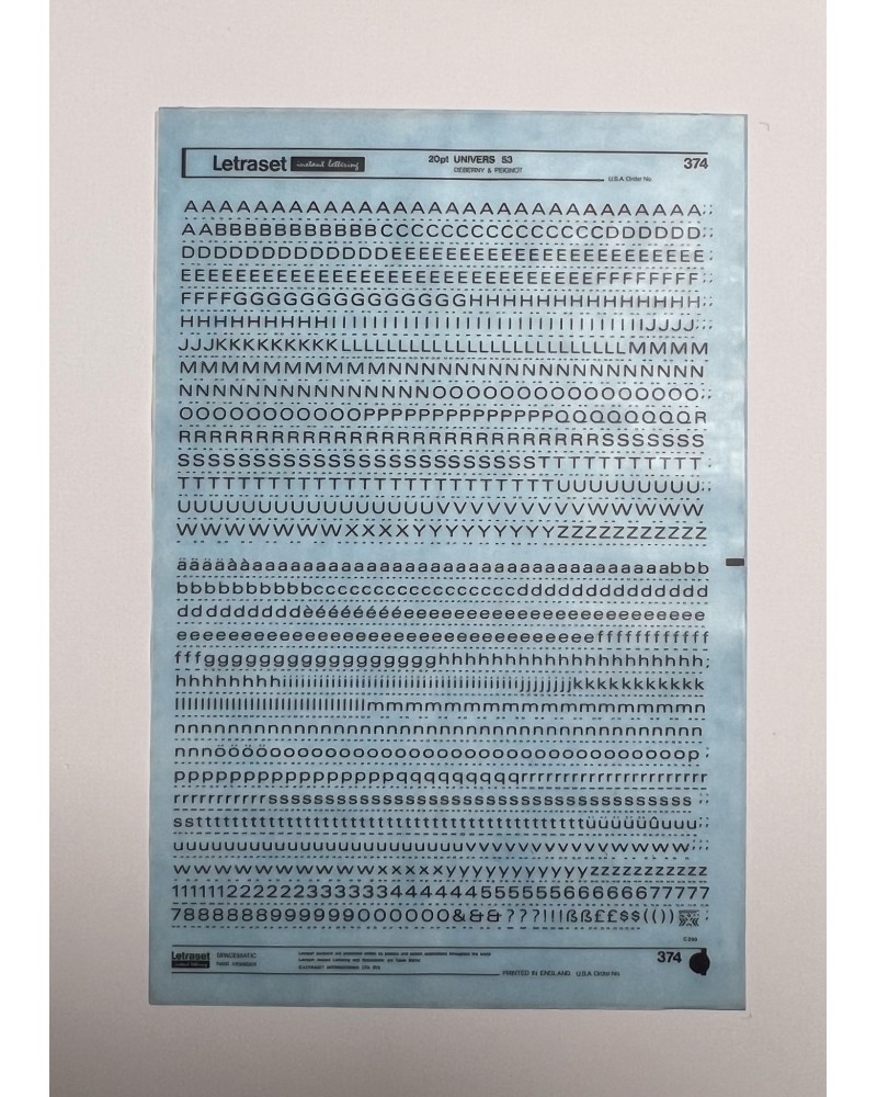 Letraset 374 - UNIVERS 53 -20pt