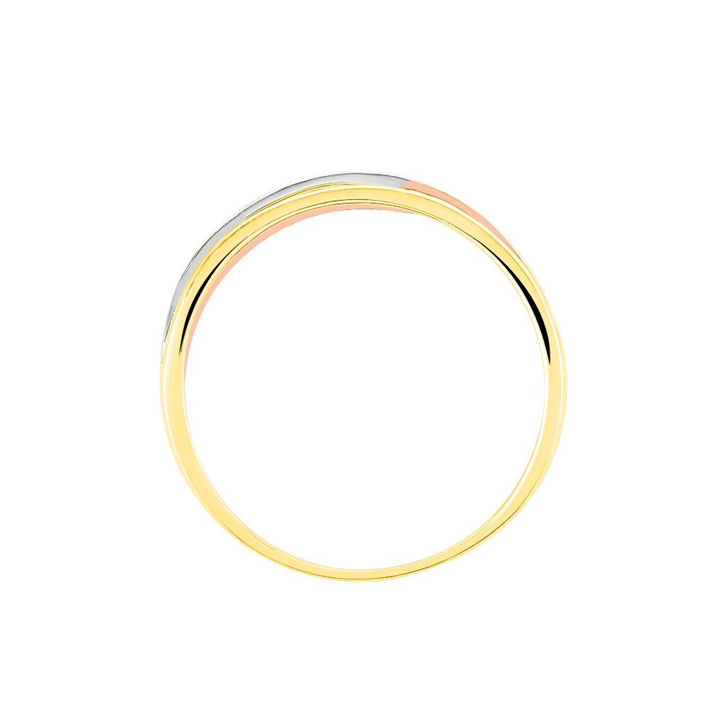 Bague Croisee Or Tricolore Diamant