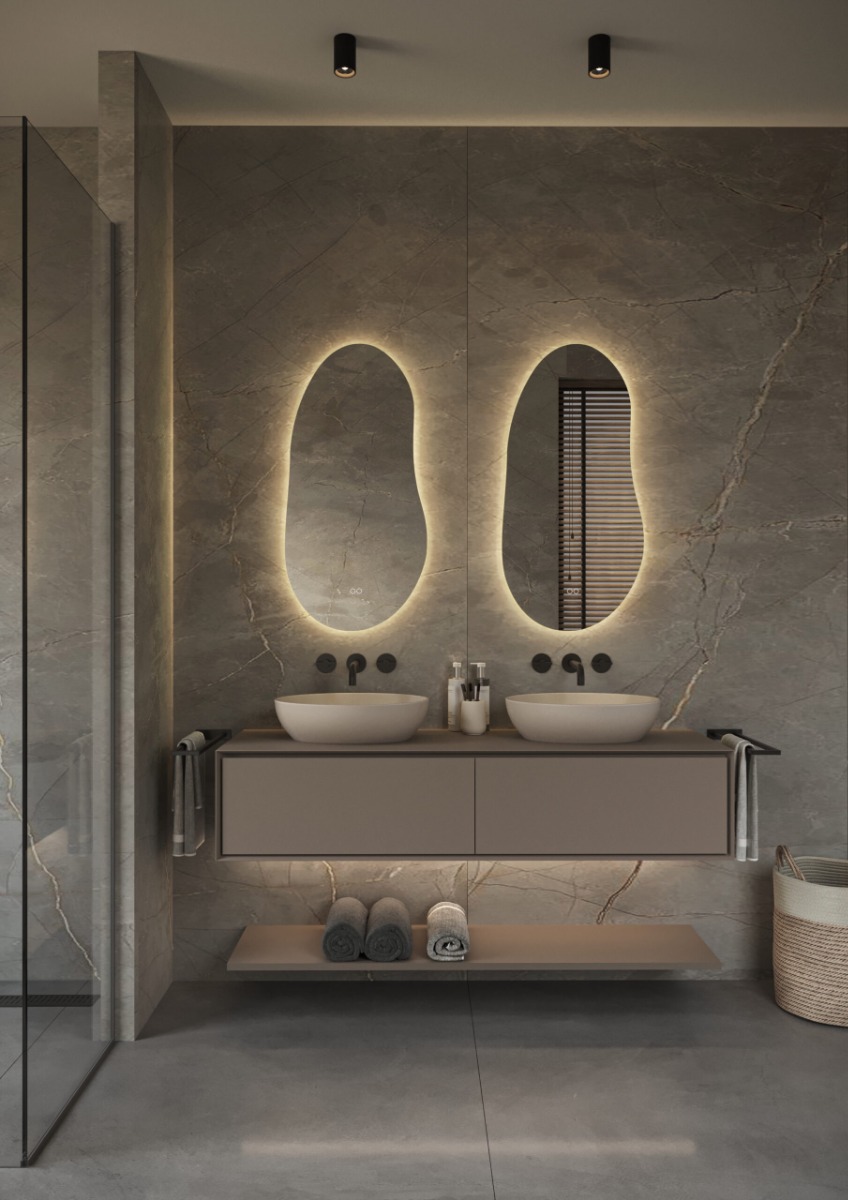 Hipp Design 22001 spiegel organisch 45x90cm met led verlichting