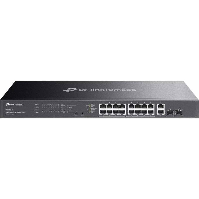 TP-Link Omada ES220GMP commutateur réseau Géré L2 Gigabit Ethernet (10/100/1000) Connexion Ethernet, supportant l'alimentation via ce port (PoE) Noir