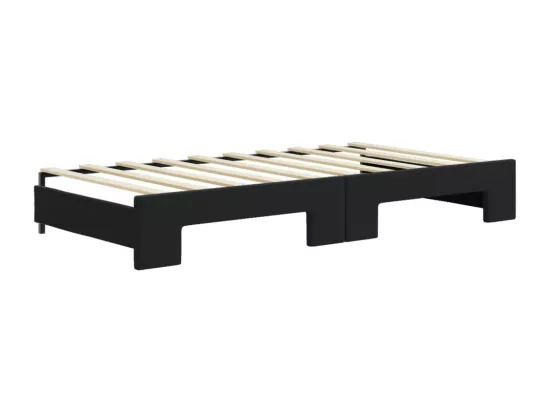 Lit de jour avec gigogne et matelas noir 90x190 cm velours
