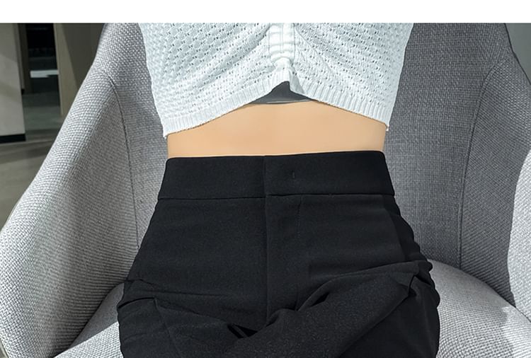 Shinsei - Hoge taille effen wijde broek met splitten