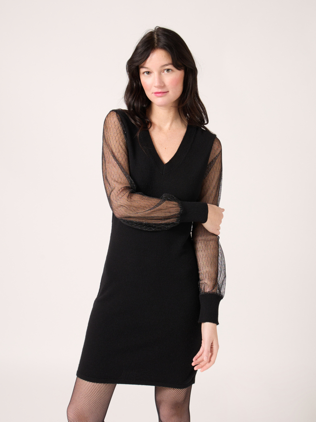 Robe en maille manches transparentes