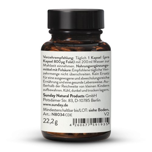 Sunday Natural Products  Folsäure (folat) Metafolin ®800