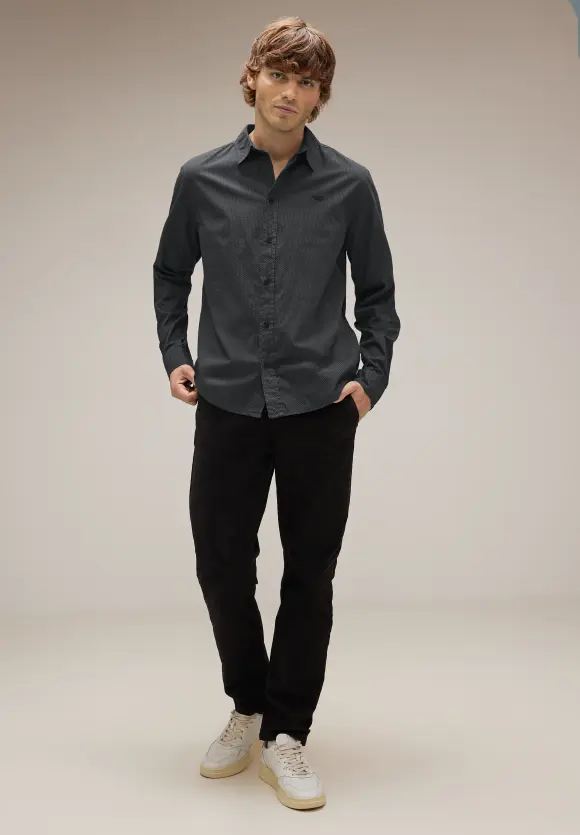 Garment dye Hemd - graphite grey
