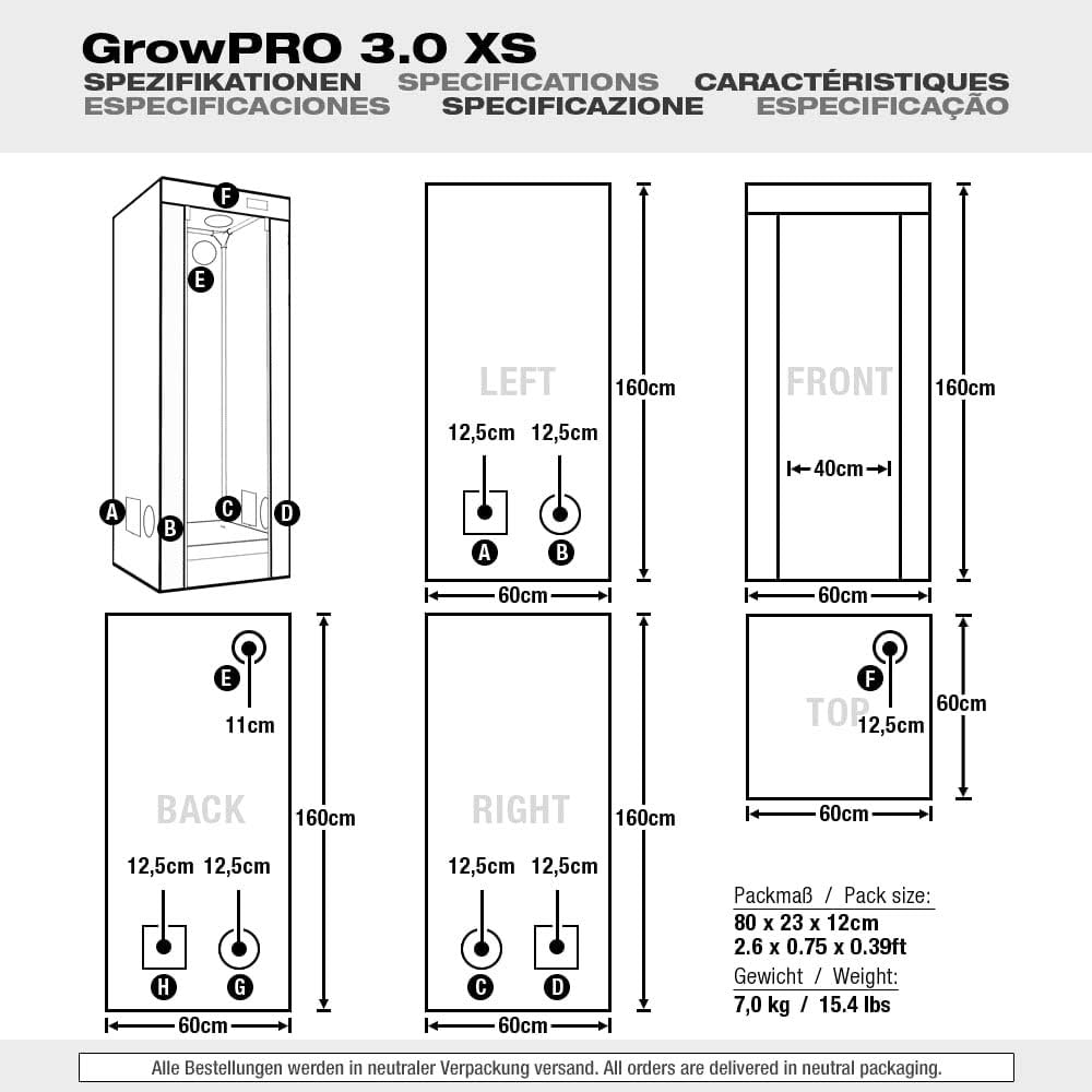 Low Budget Growzelt Komplettset LED GrowPRO XS mit Greenception GCx-4 Grow LED 120 Watt