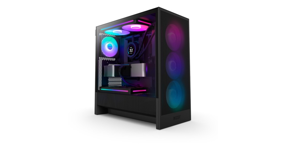NZXTH5 Flow RGB v2 midi tower behuizing  (Zwart | 1x USB-A | 1x USB-C | RGB | Tempered Glass)
