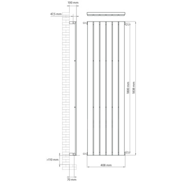 Haceka designradiator Negev wit 858 Watt 184x41 cm