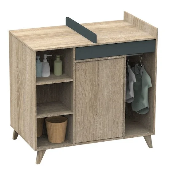Nova new commode avec plan à langer intégré   Gris volcan        de               Sauthon Baby's Sweet Home