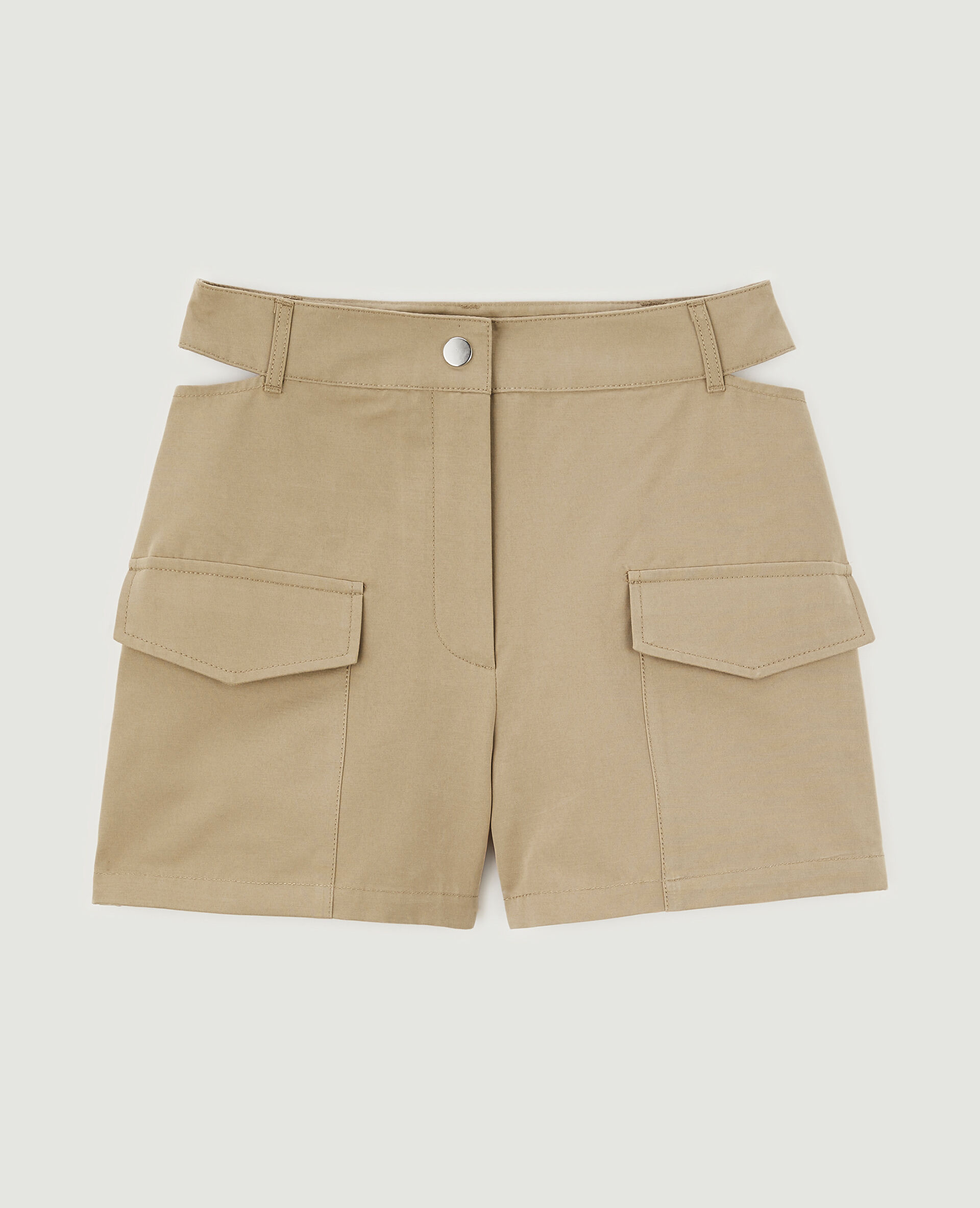 Short taille haute avec découpes côtés - Marron