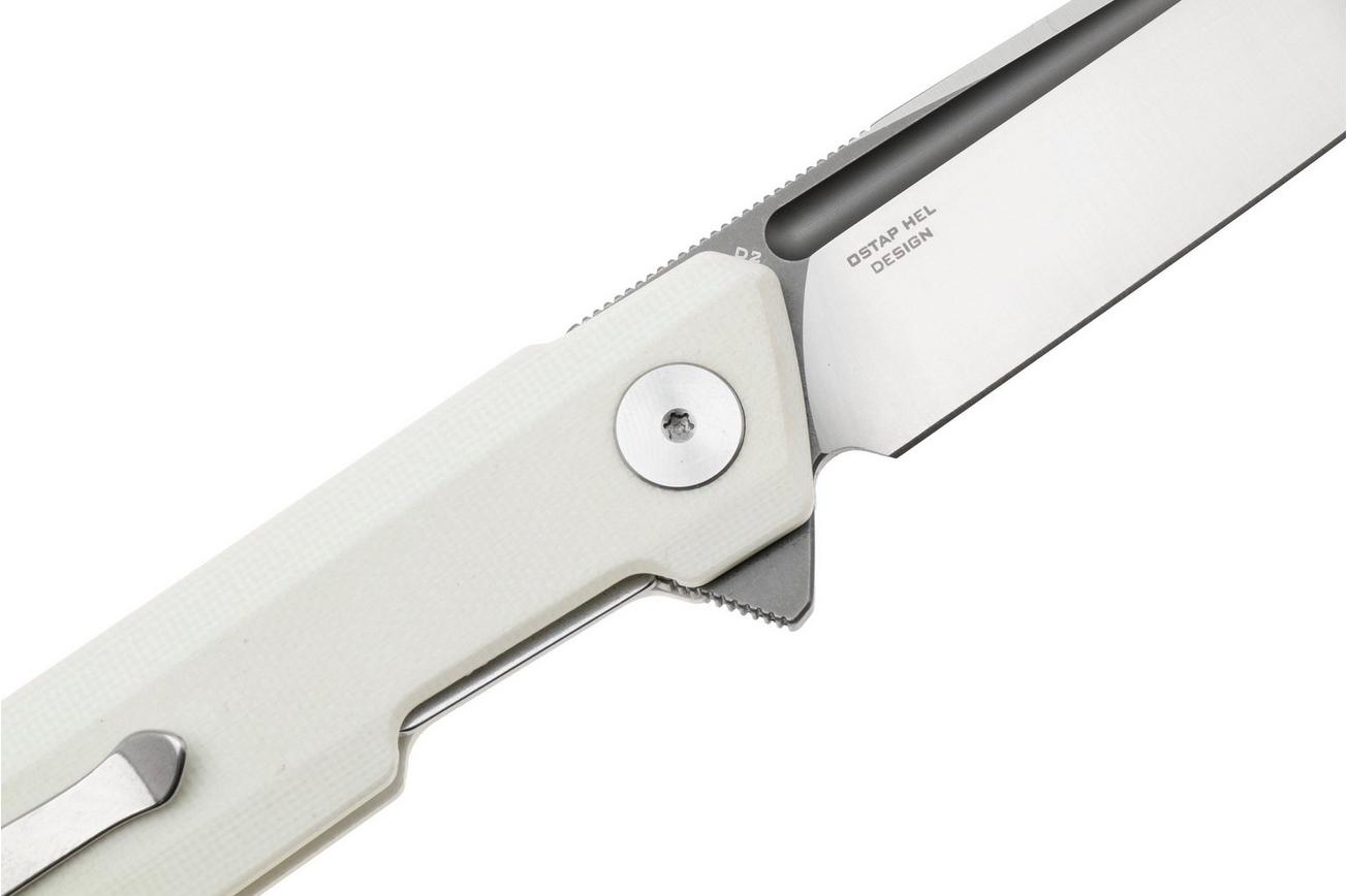 Bestechman Dundee Sheepsfoot BMK09C Satin D2, White G10, zakmes