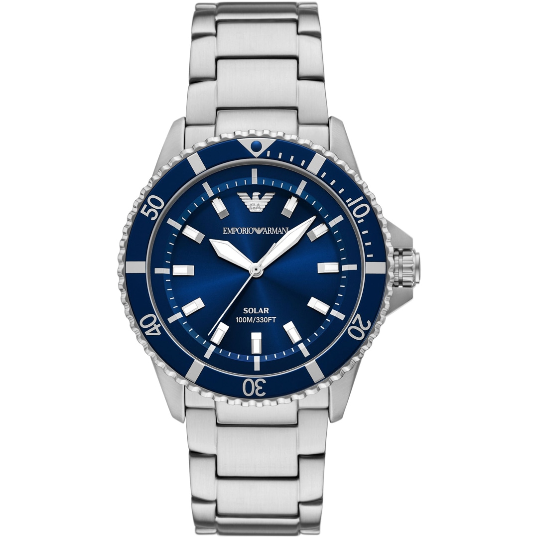 Emporio Armani Diver World Explorer Solar Silbrig / Blau