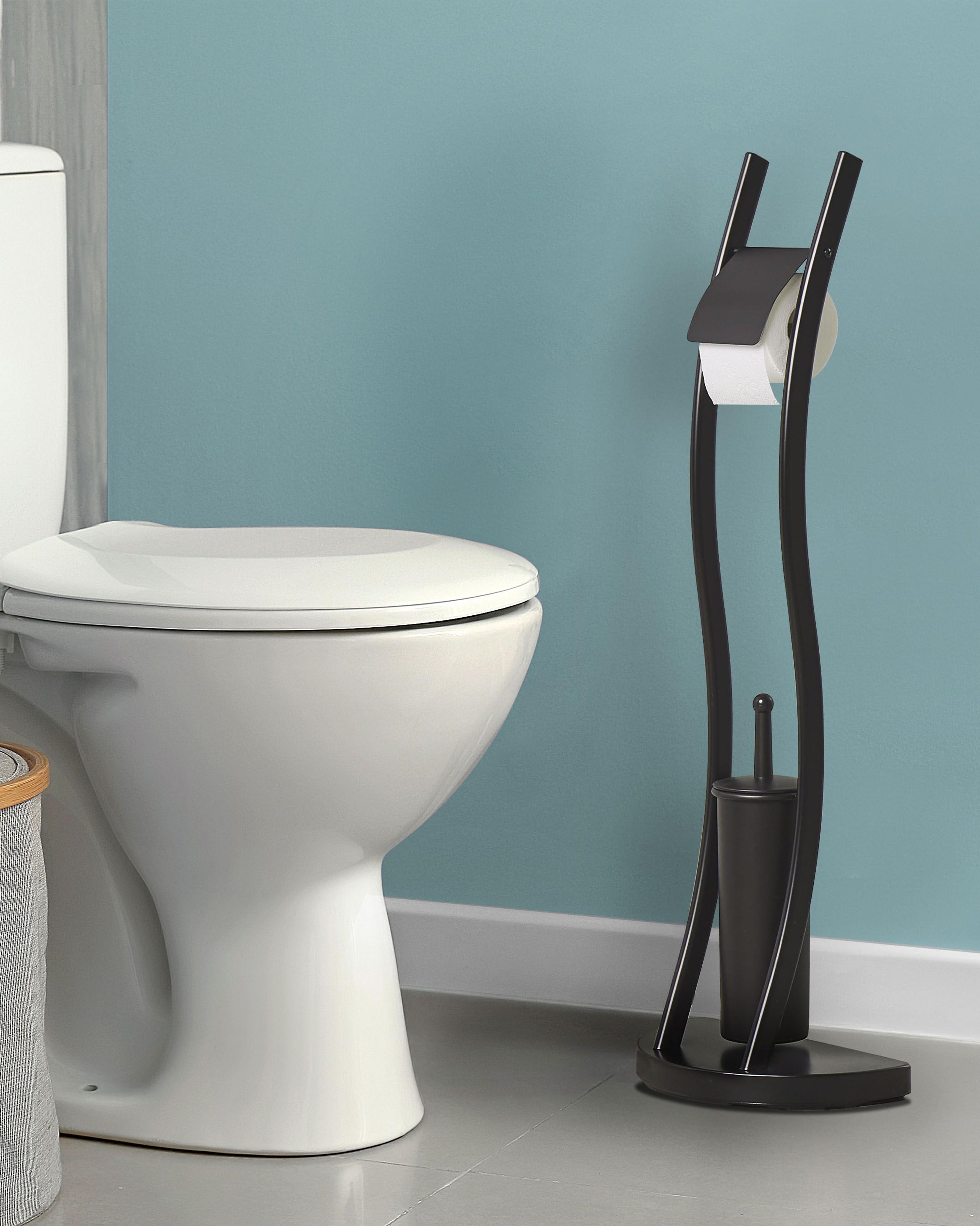 Toiletrol- en toiletborstelhouder SOACHA Metaal Zwart
