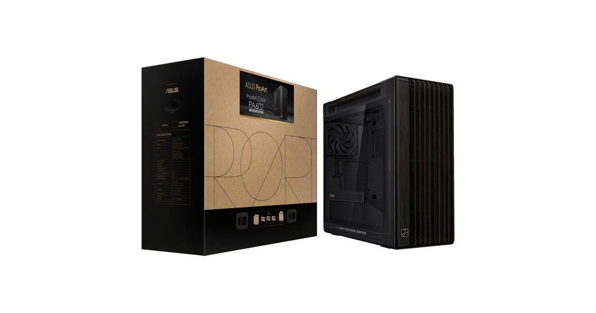 ASUSProArt PA602 Wood Edition - Tempered Glass Panel big tower behuizing  (Zwart | 4x USB-A | 1x USB-C | Tempered Glass, Tweedekans)