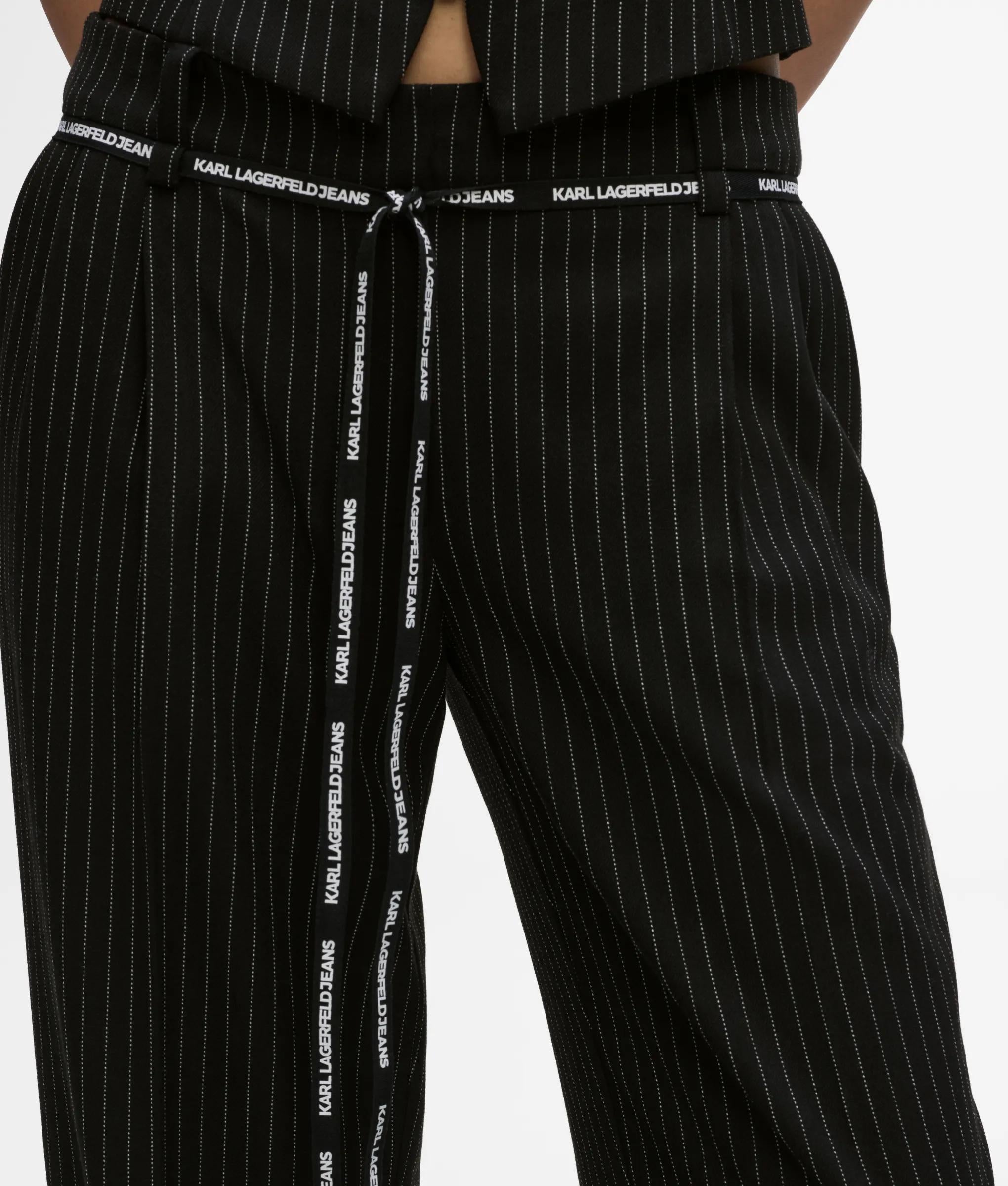 Krijtstreepbroek met halfhoge taille