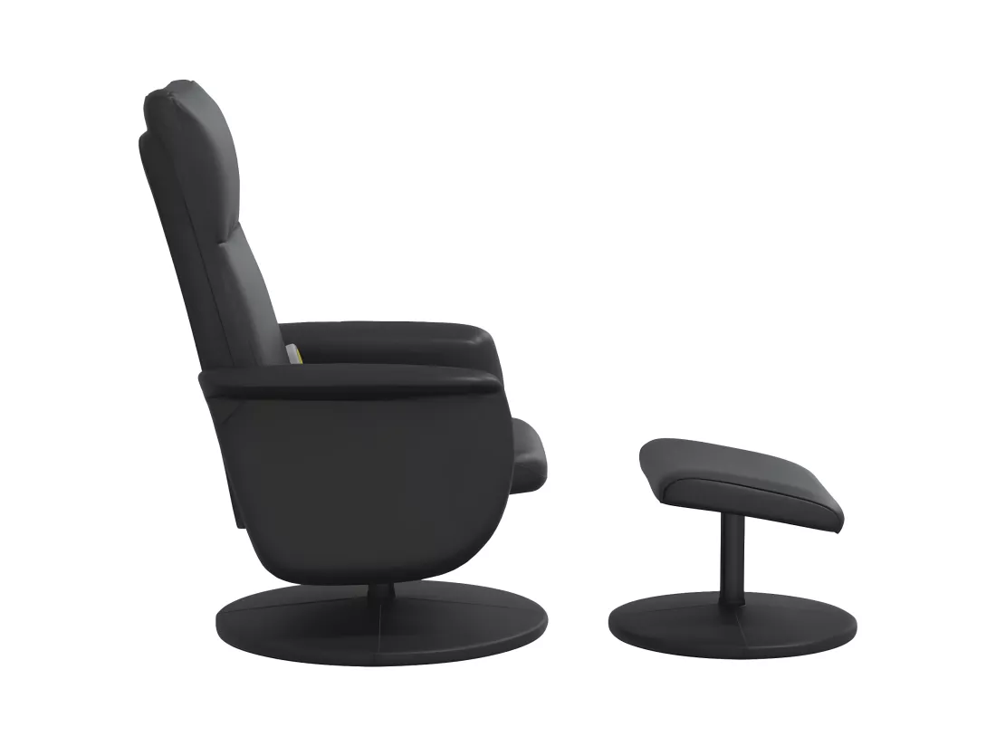 Fauteuil inclinable de massage avec repose-pied noir similicuir