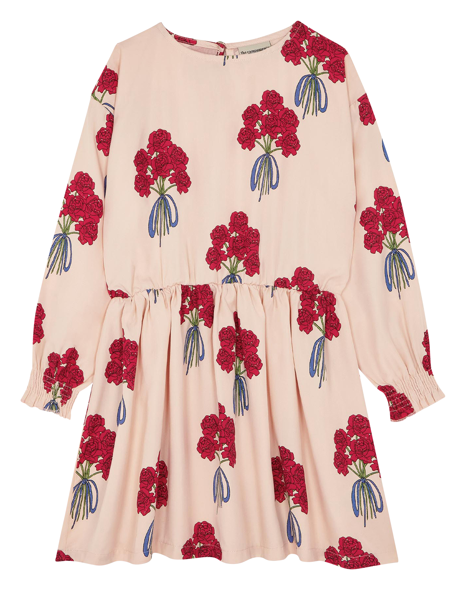 Robe courte col rond imprimée fleuri| Rose