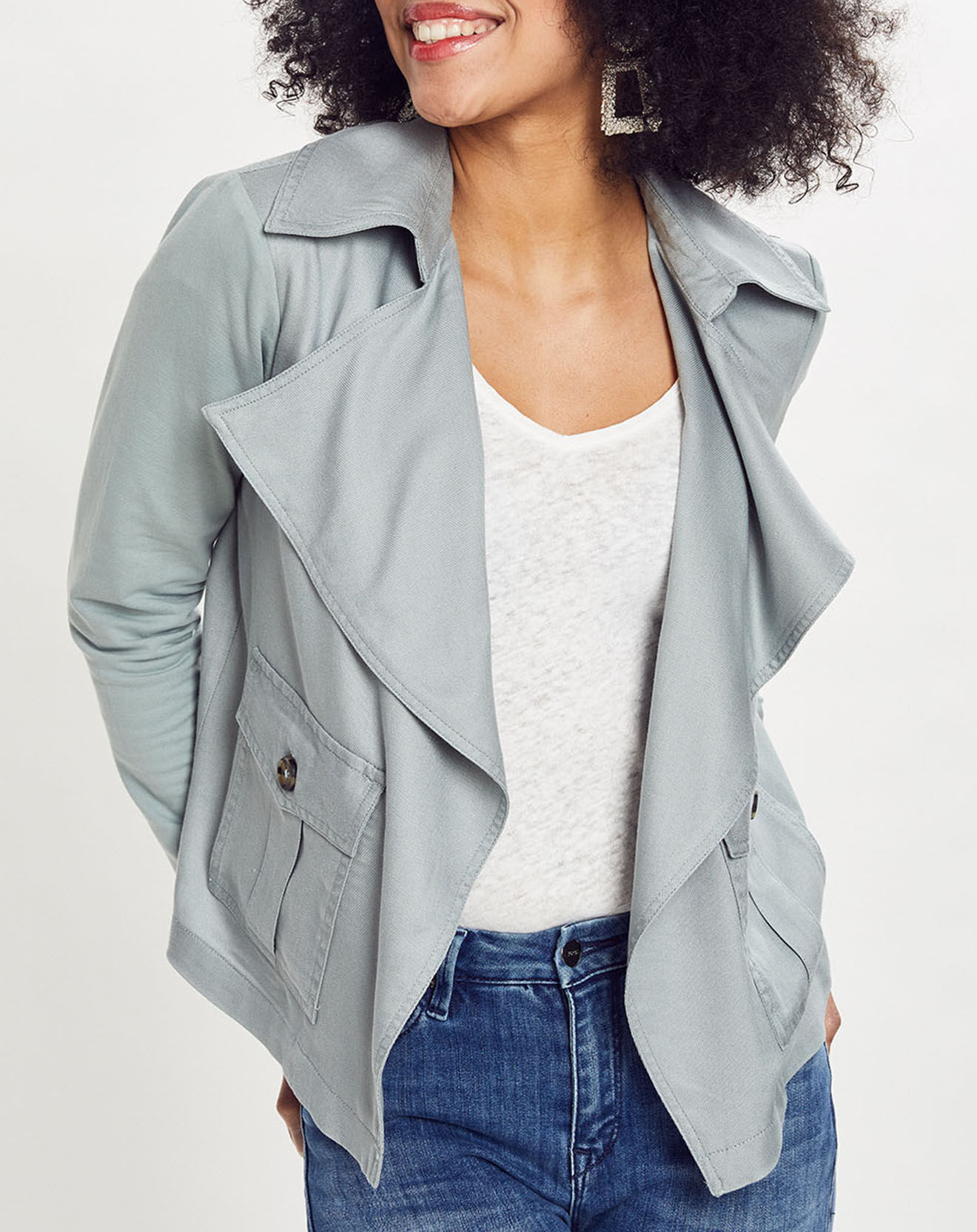 Esprit Veste courte à poche gris bleuté