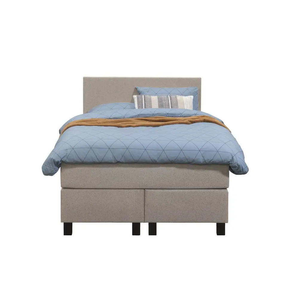 Boxspring Liv egaal - beige - 120x200 cm - vierkante poot