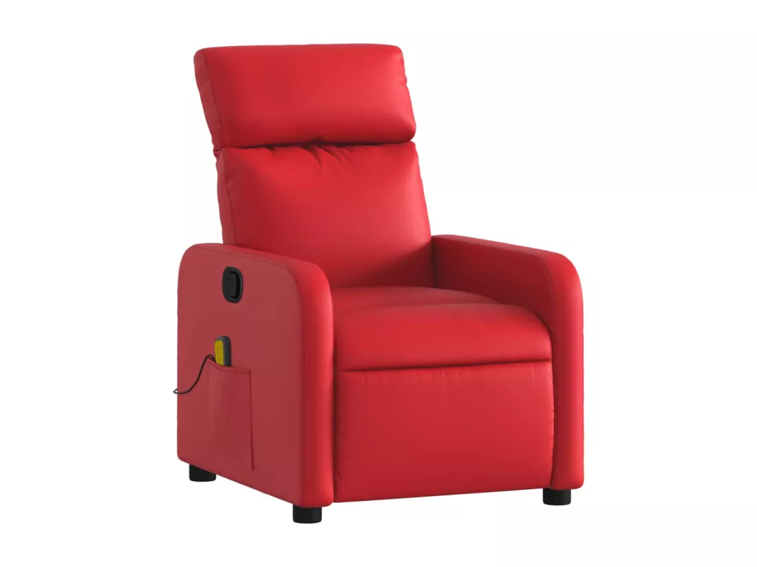 Fauteuil massant inclinable rouge similicuir