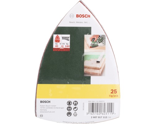 Bosch schuurbladenset 25-delig, korrel 40/80/120/180