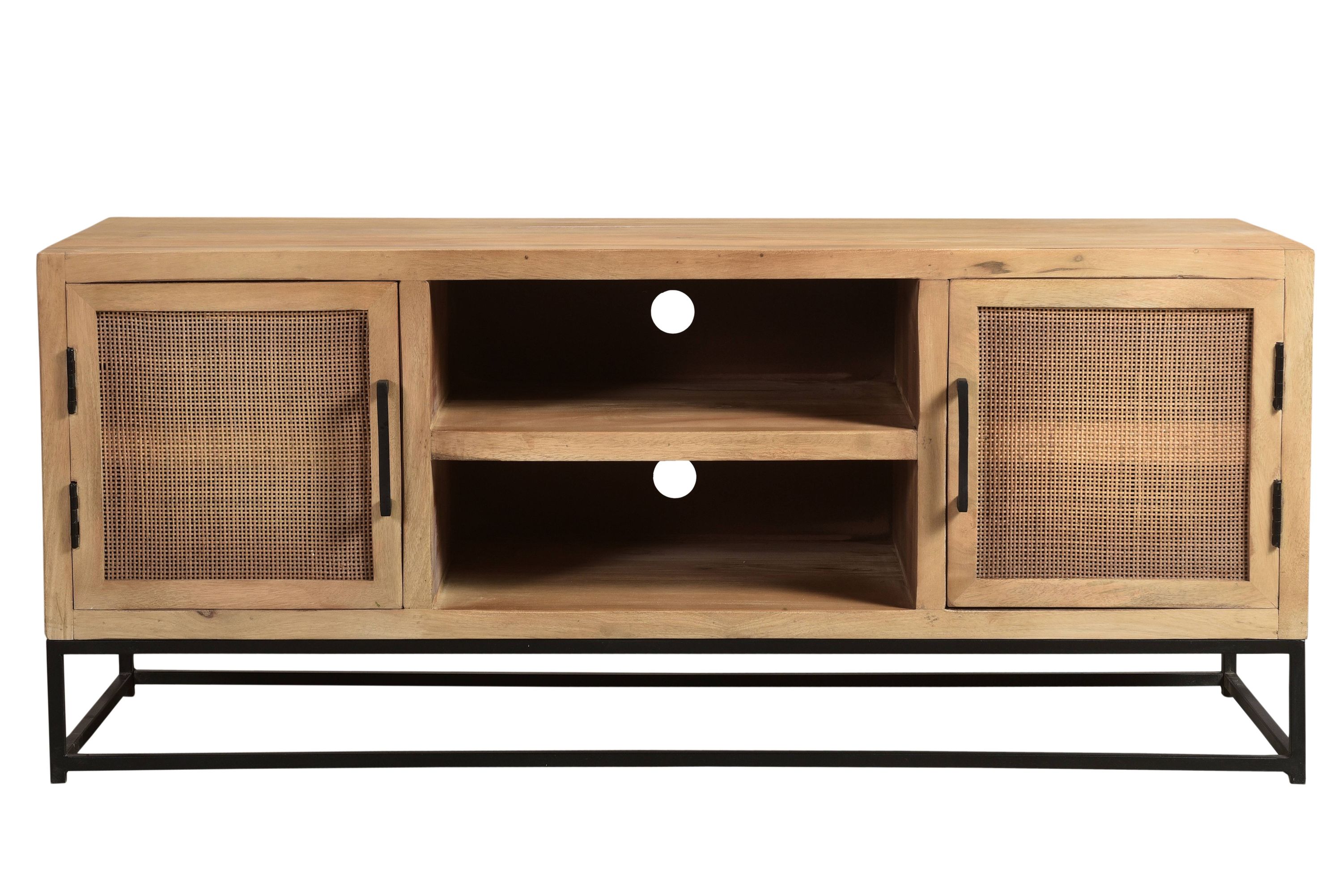 Lowboard Cane Mangoholz Kommode Sideboard TV Fernseher Hifi Wohnzimmer Schrank