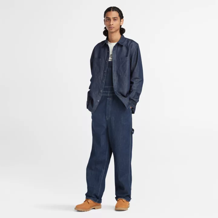 Chemise en denim de coton et de chanvre Windham pour homme en indigo