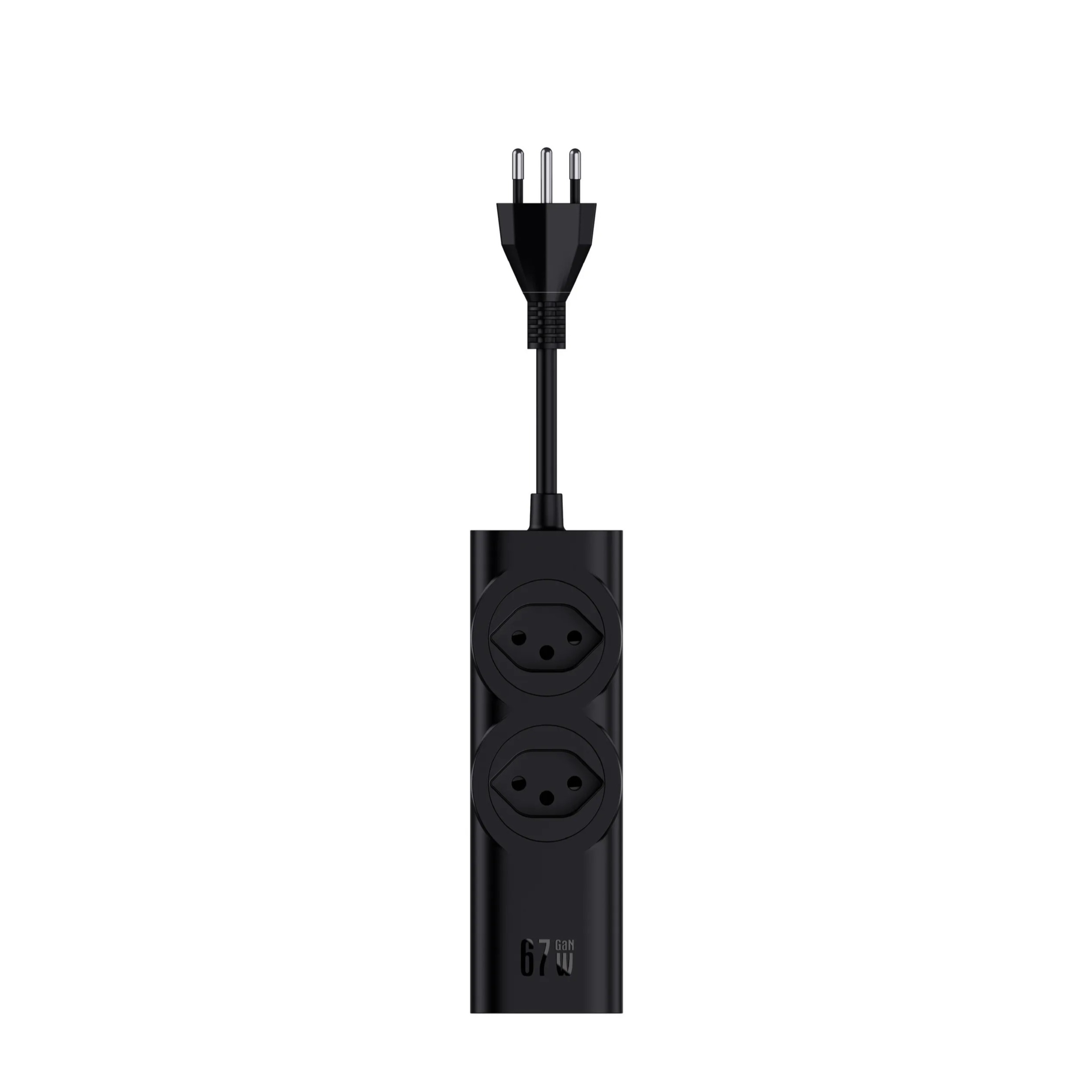 (2m) Schönenberger Elektro - (67W) GaN Fast Charging Steckdosenleiste mit 2 Steckdosen und 3 x USB C   USB A (24.21367SZ) - Schwarz