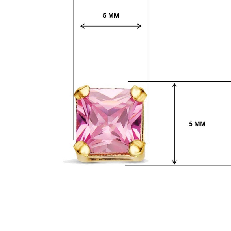 Boucles d'Oreilles Or 18 Carats 750/000 - Zirconiums Roses-1322