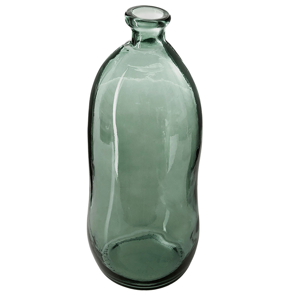 Vase décoratif bouteille verre recyclé kaki H 73cm