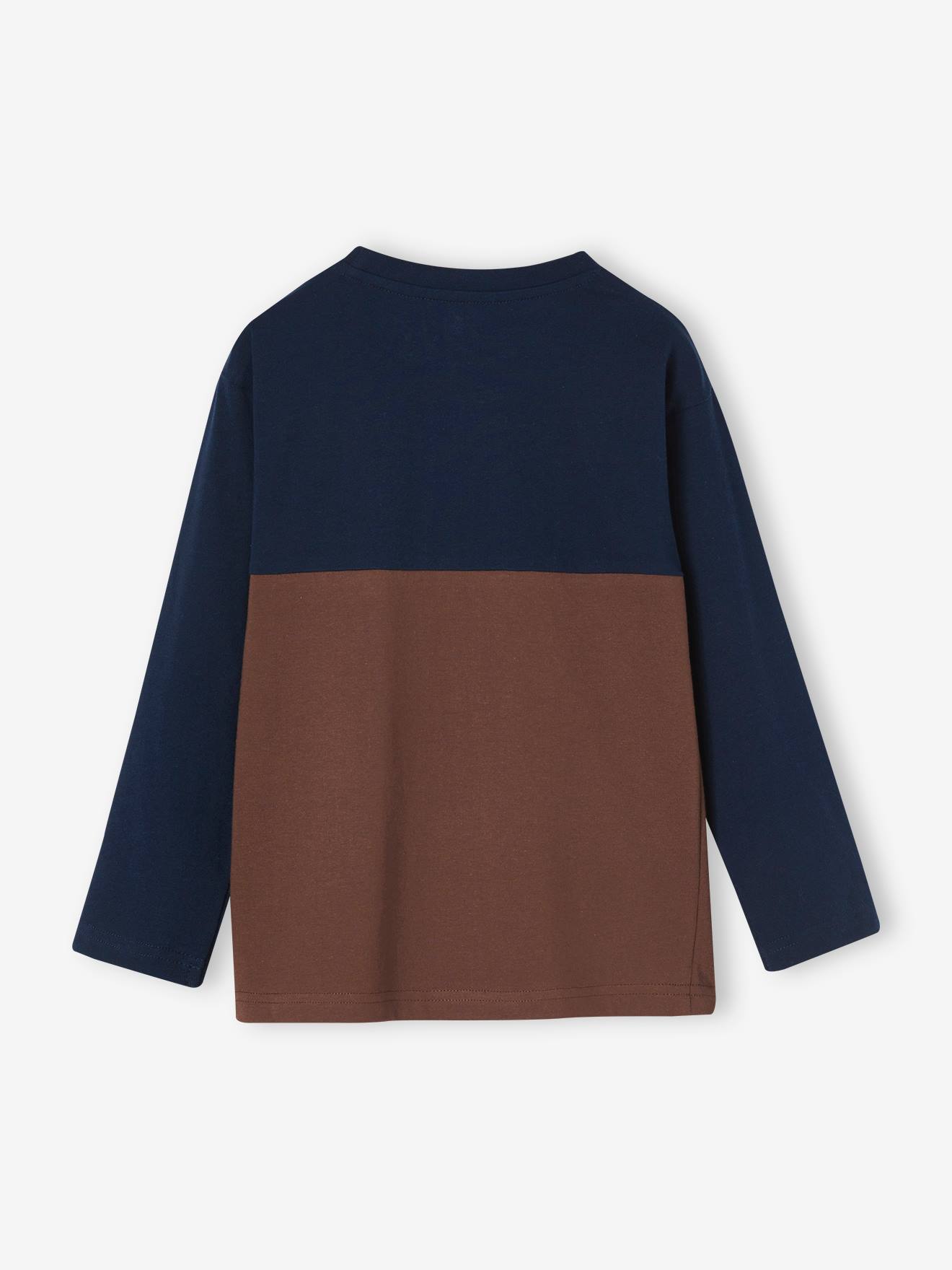 Camiseta colorblock azul-escura para meninos