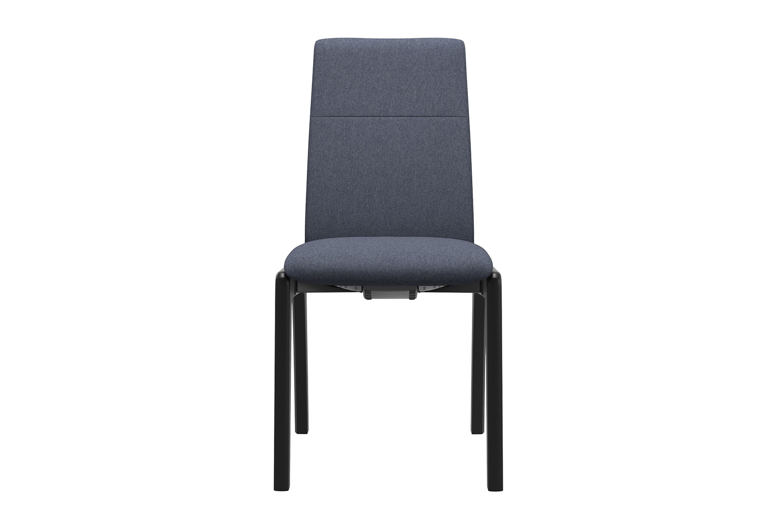 Chilli spisestol Tekstil Calido Jeans Blue. Lav rygg med sortlakkert D100 understell
