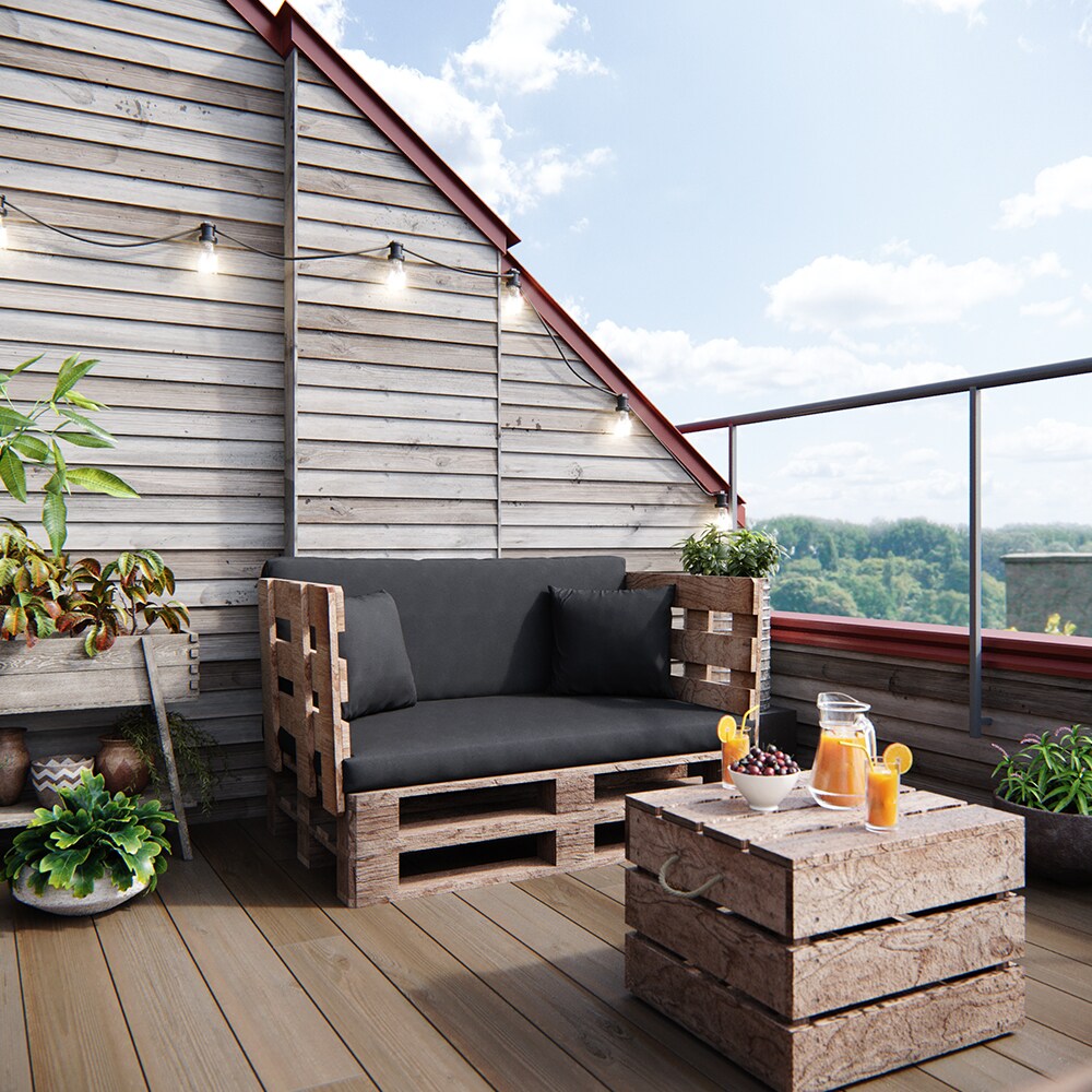 Vicco Loungekissen Palettenkissen Gartenkissen Anthrazit 2er Set Balkonkissen
