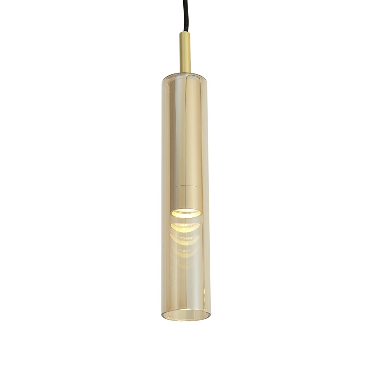 Modern railsysteem zwart met 6 hanglampen goud met amber glas 1-fase - Slimline Loyce