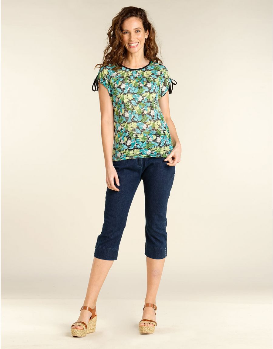 Top loose vert et bleu