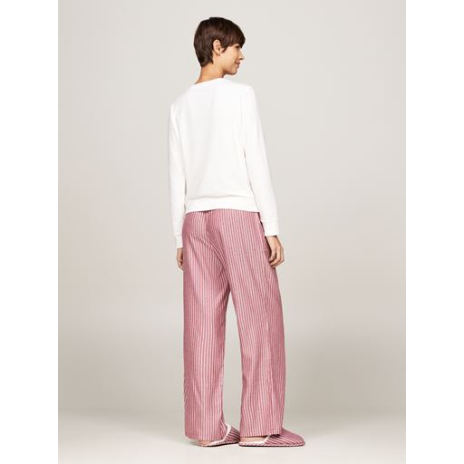 Tommy Hilfiger Flannel Pyjamassæt, Ivory/Pinstripe Rouge, L