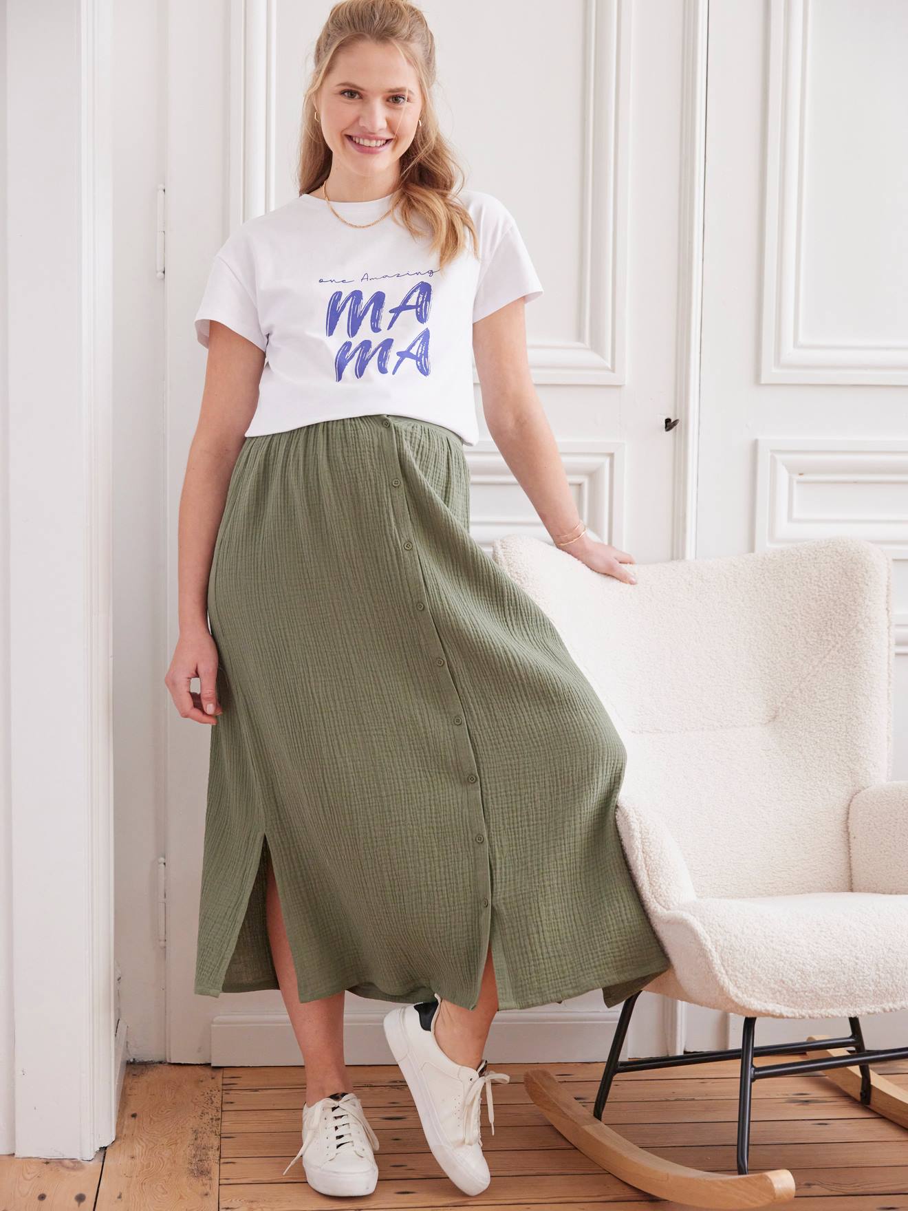 Camiseta de maternidade com mensagem autêntica