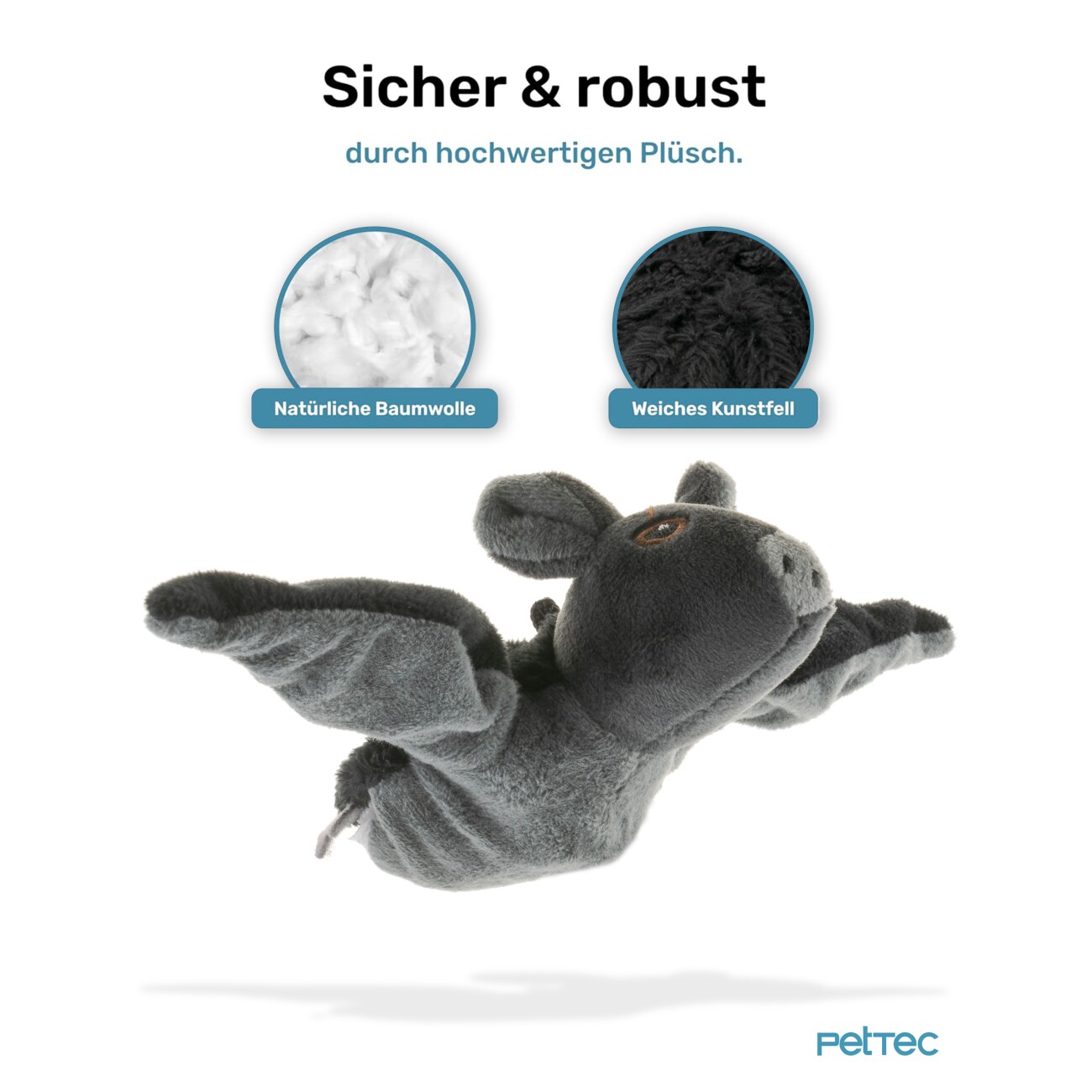 PetTec interaktives Plüschtier für Katzen - Fledermaus