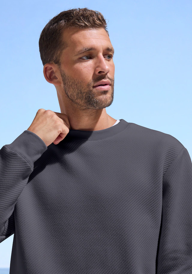 John Devin Sweatshirt , Langarm, Pullover mit Struktur, Rundhals, Baumwollmischung
