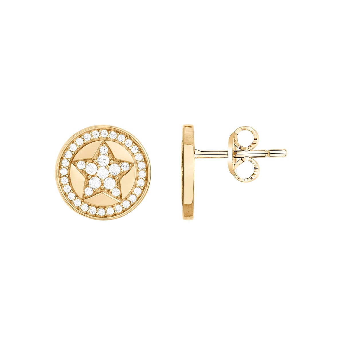 Boucles d'oreilles clous en Plaqué Or avec oxyde de zirconium blanc