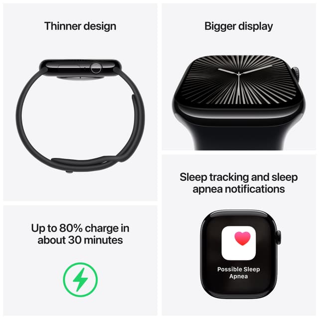 Apple Watch S10 46mm GPS+Cel (Jet Black Alu/Black sportsrem) S/M