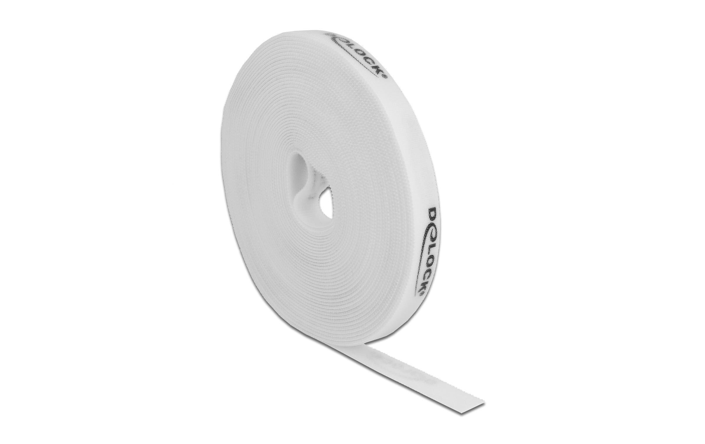 Klettband 10 m x 15 mm WeissDelock Klettband auf Rolle L 10 m x B 15 mm Weiss