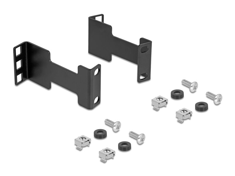 Delock Server Rack Tiefenerweiterung 1HE Schwarz Delock Server Rack Tiefenerweiterung Adapter Montagekit zur Verlängerung der Montagetiefe bis 10 cm 1 HE