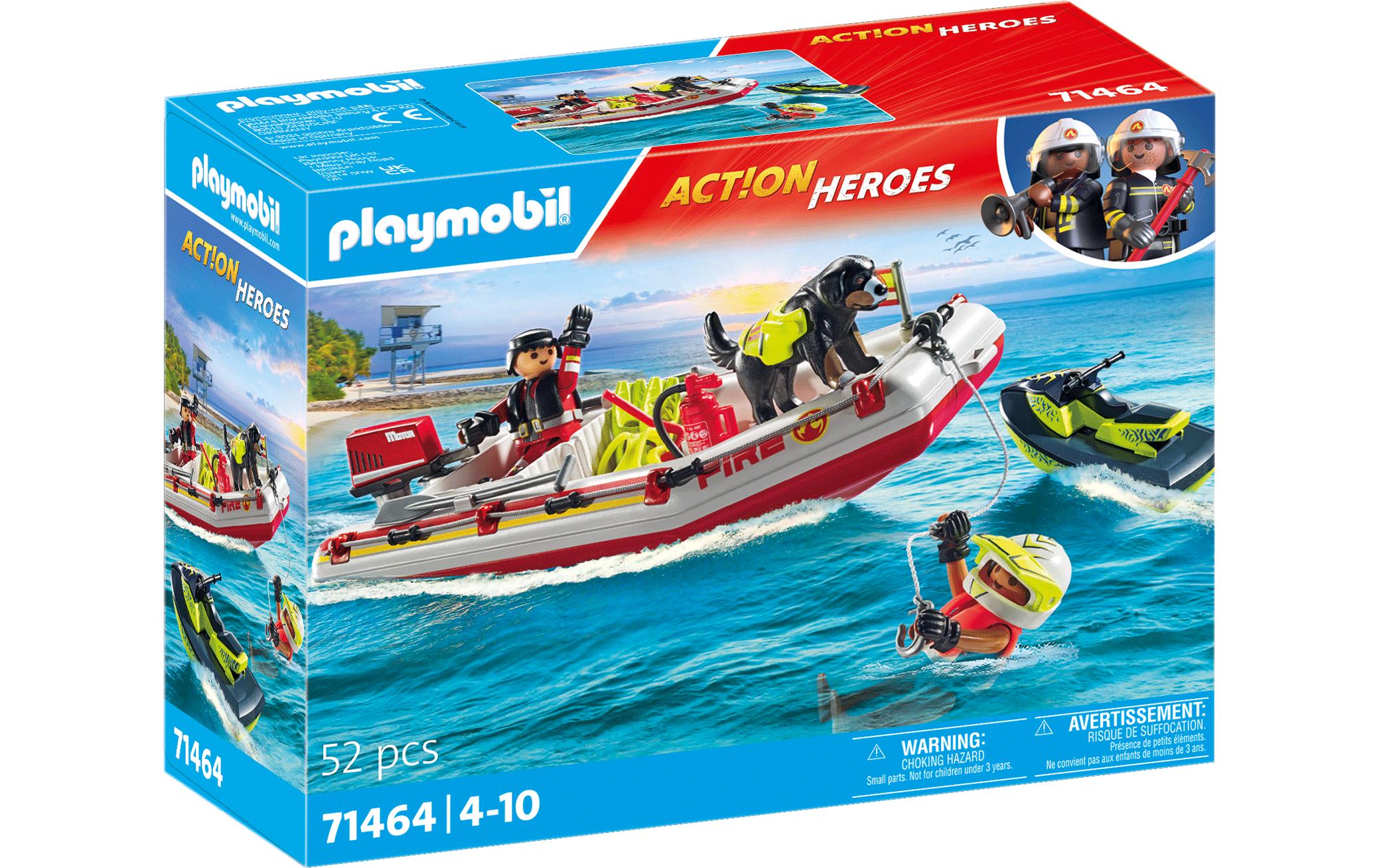 Action Heroes Feuerwehrboot mit Aqua Scooter 71464Spielset für heldenhafte Wasserrettungen