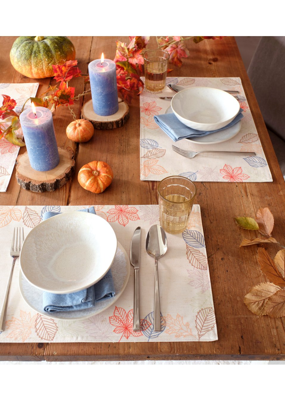 Lot de 4 sets de table avec imprimé feuille