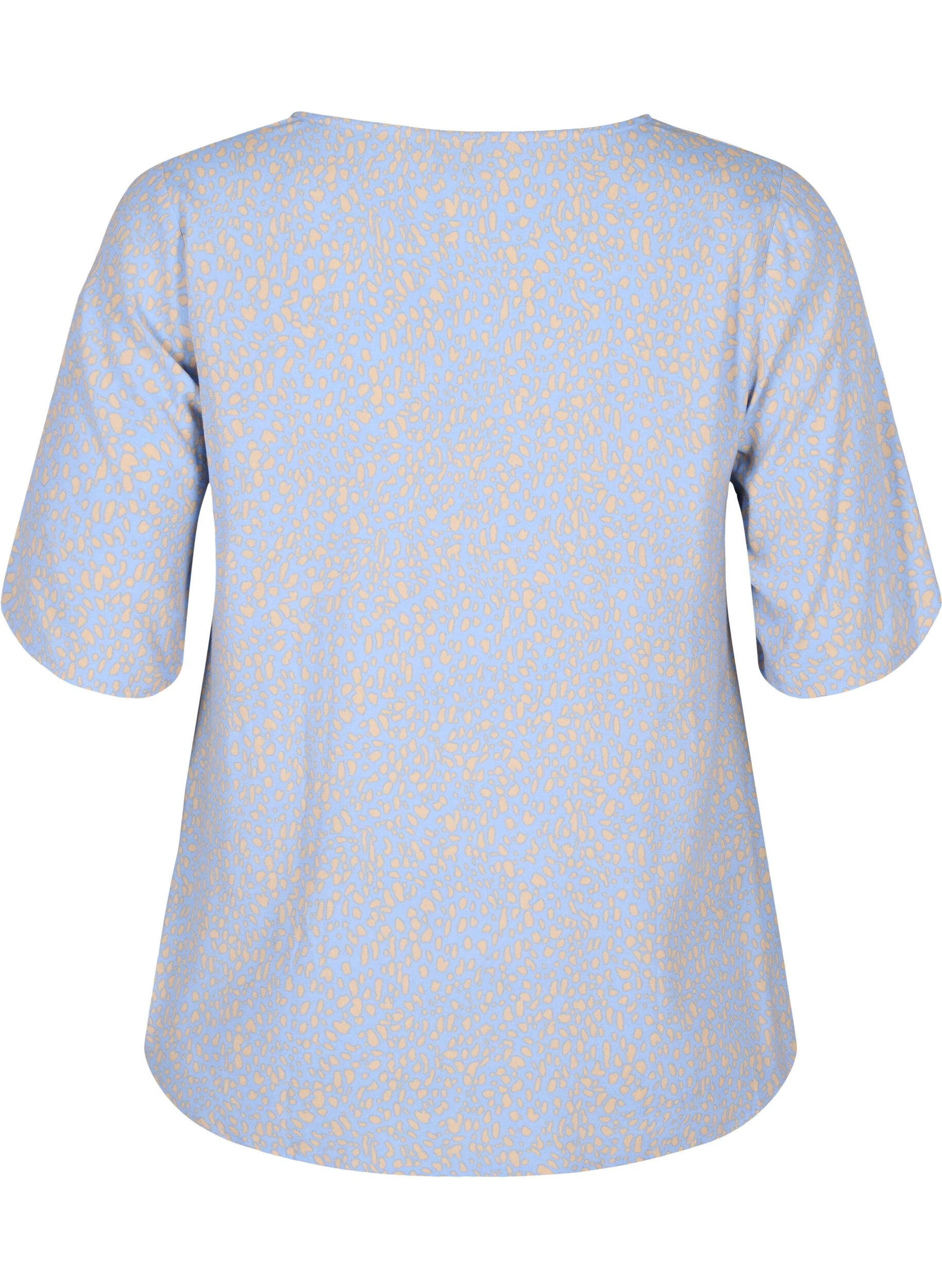 V-hals bluse i viskose med print