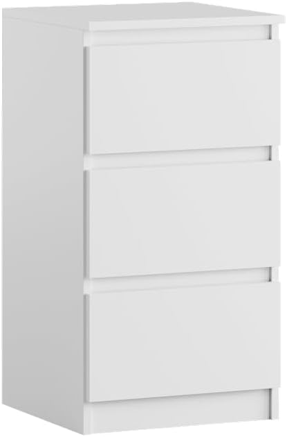 Kommode mit 3 Schubladen | Weiß 40 cm Ideal für Schlafzimmer, Wohnzimmer, Kinderzimmer und Büro | Geräumige Kommode| Modernes Design | 40 x 75 x 40 cm