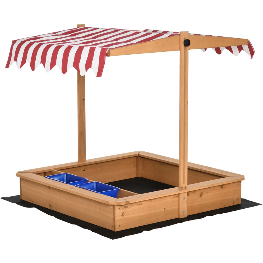 Outsunny Sandkasten mit höhenverstellbarem Dach gelb