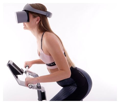 Fit Immersion Casque de réalité virtuelle (Lunettes 3D) PRO-2X : Kit d'entrainement vélo intérieur (Cyclisme) VR Autonome (sans téléphone) Gris